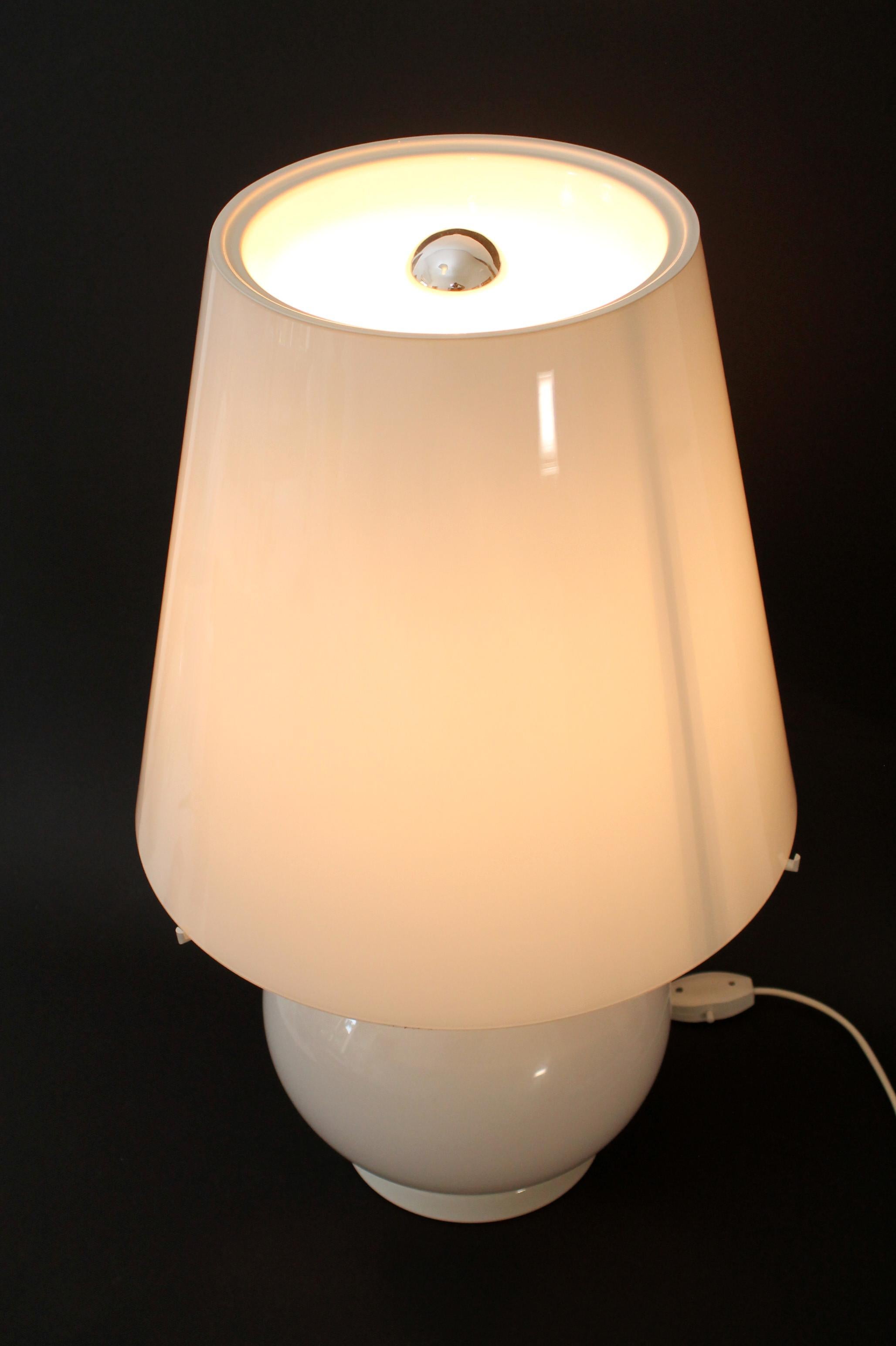 GRANDE lampe à poser rétro décor Murano - 3 voies par AV Mazzega (69hx40cm) Pièce rare ! en vente 3