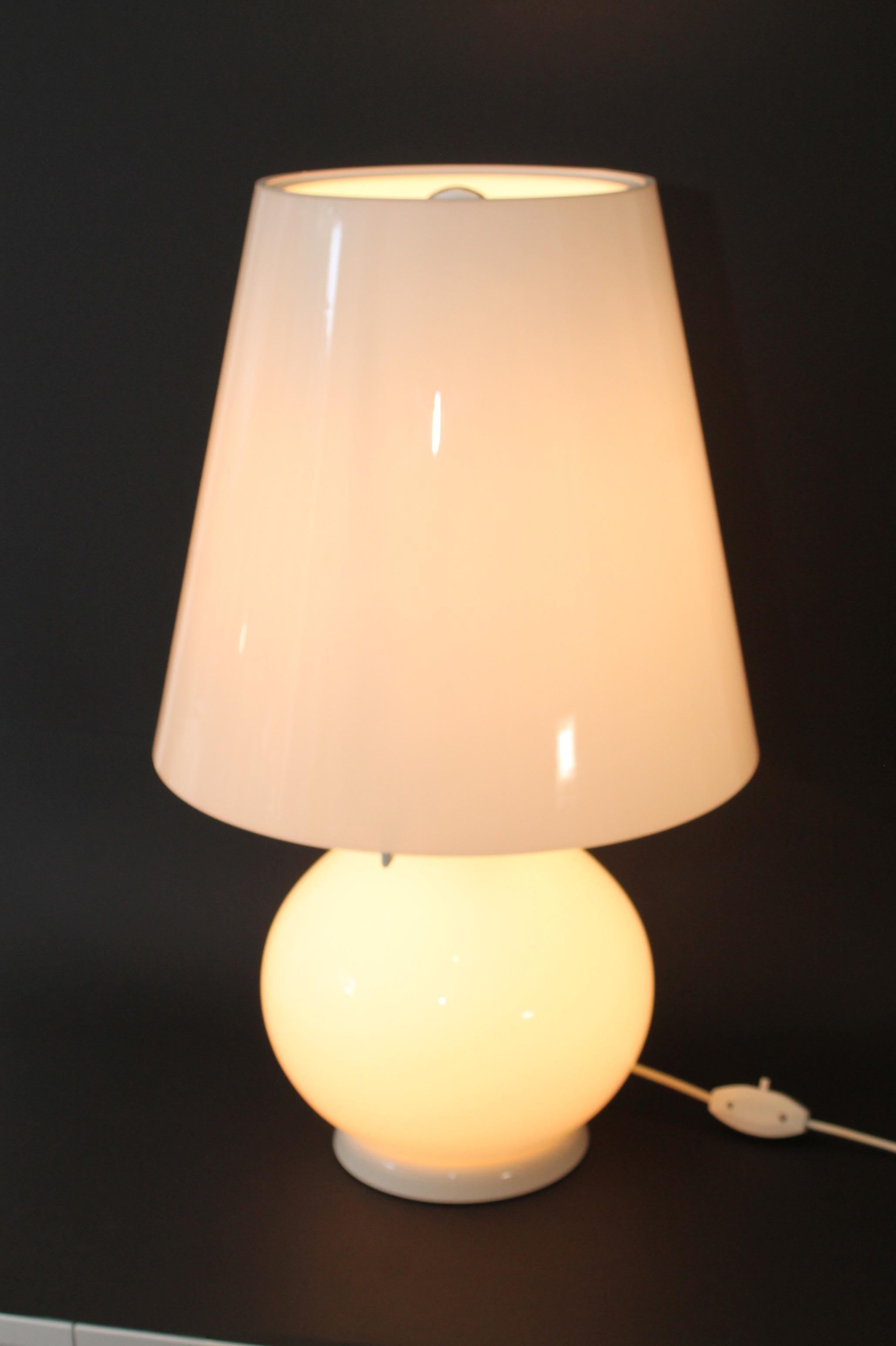 GRANDE lampe à poser rétro décor Murano - 3 voies par AV Mazzega (69hx40cm) Pièce rare ! en vente 4