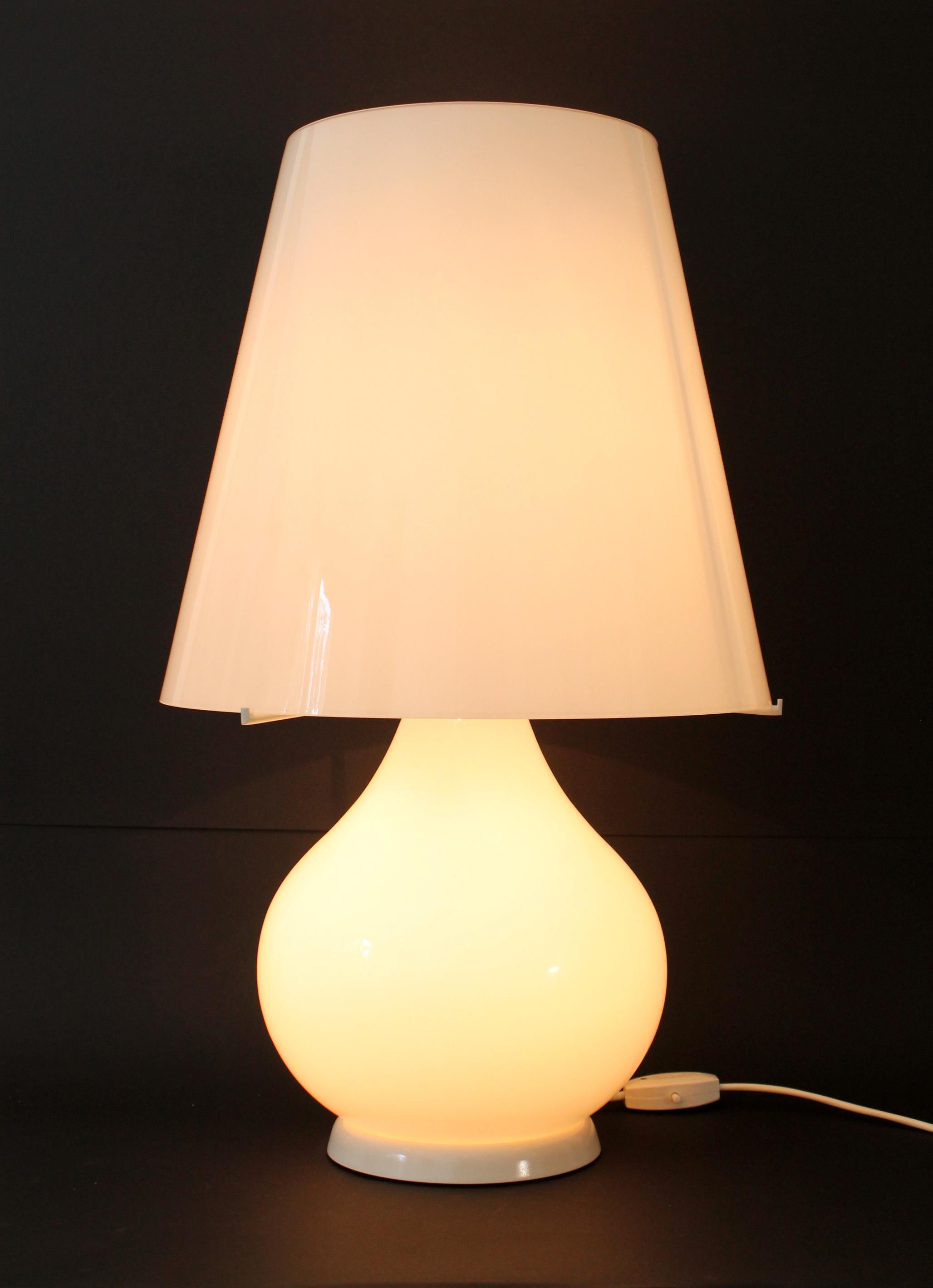 Fin du 20e siècle GRANDE lampe à poser rétro décor Murano - 3 voies par AV Mazzega (69hx40cm) Pièce rare ! en vente