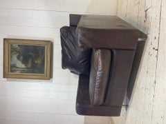 Large Retro Hotel Lounge Distressed Aniline Leather Armchair