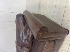 Large Retro Hotel Lounge Distressed Leather Sofa