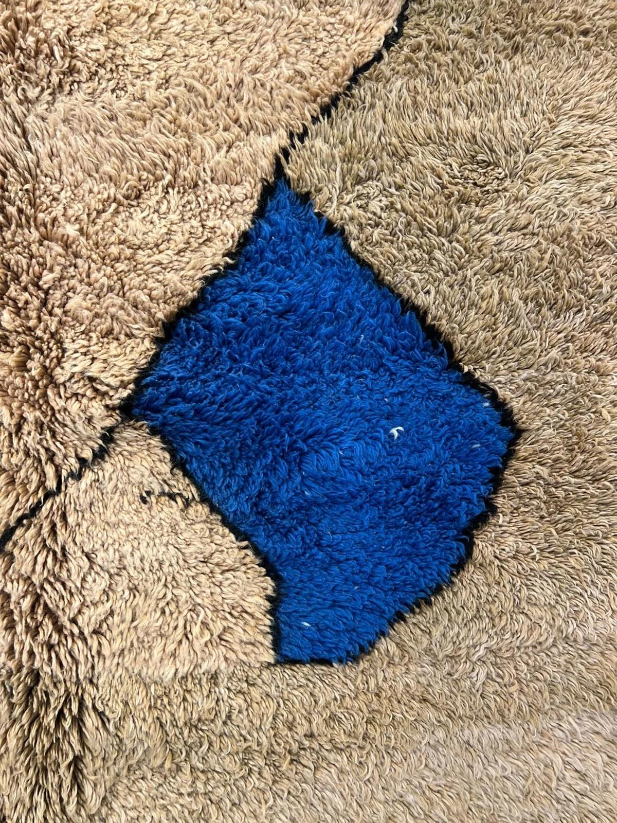 Large Retro Modern Moroccan Wool Beni M'Rirt Rug with Abstract Colorful Design For Sale 7