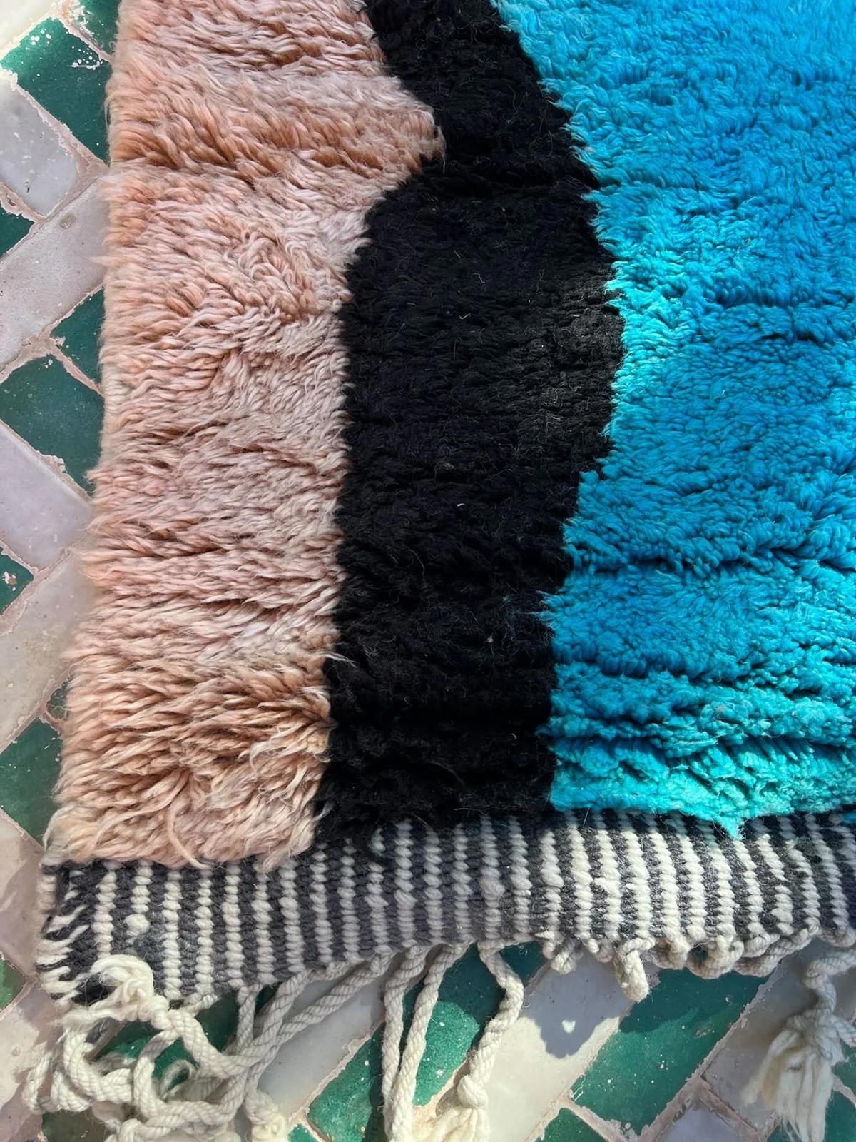 Large Retro Modern Moroccan Wool Beni M'Rirt Rug with Abstract Colorful Design For Sale 7