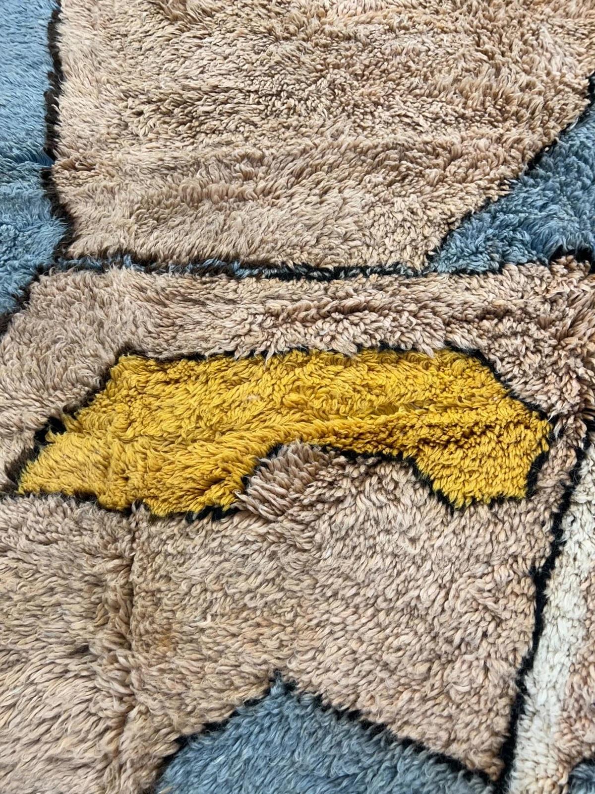 Large Retro Modern Moroccan Wool Beni M'Rirt Rug with Abstract Colorful Design In New Condition For Sale In Los Angeles, CA