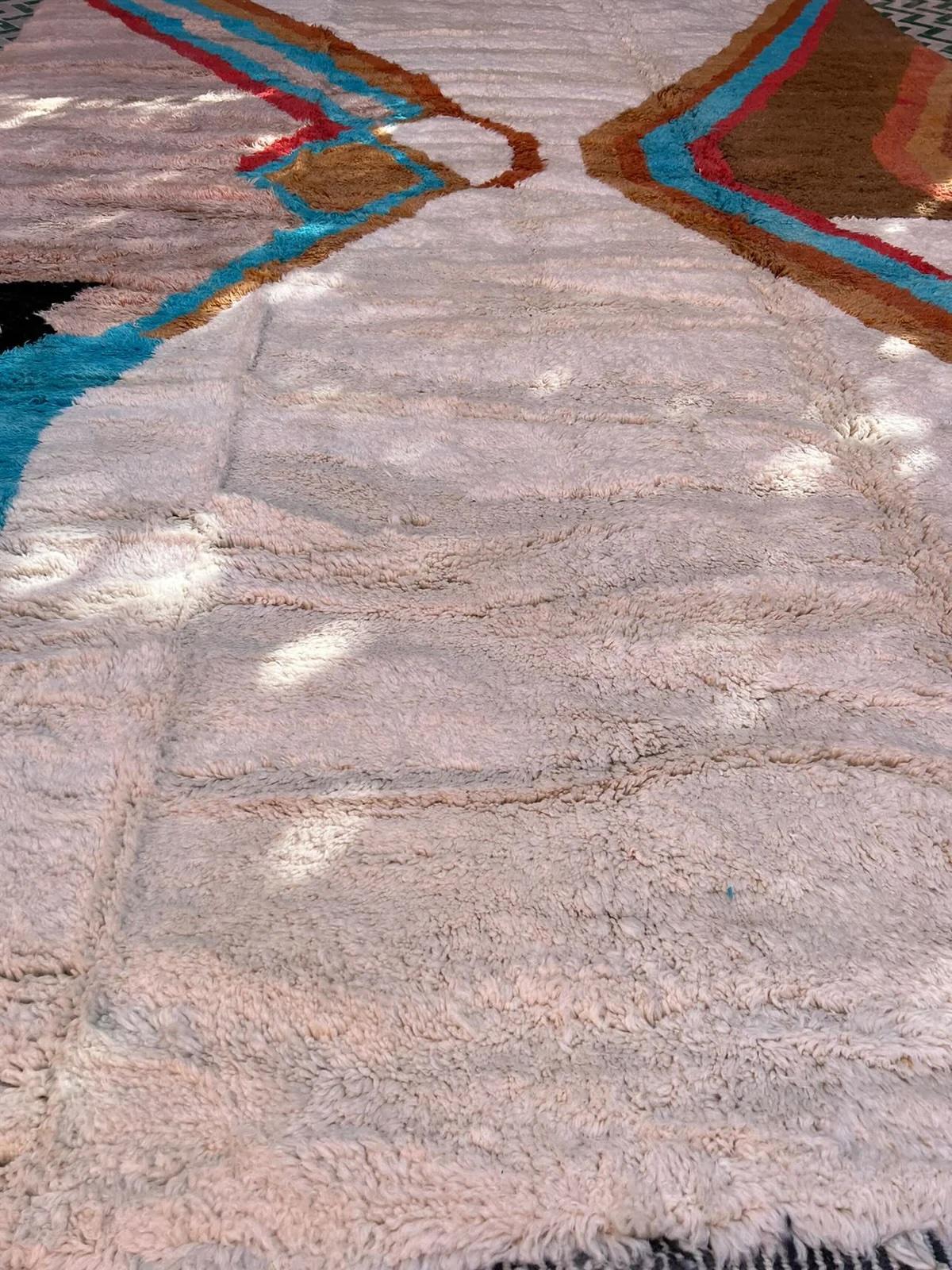 Large Retro Modern Moroccan Wool Beni M'Rirt Rug with Abstract Colorful Design In New Condition For Sale In Los Angeles, CA