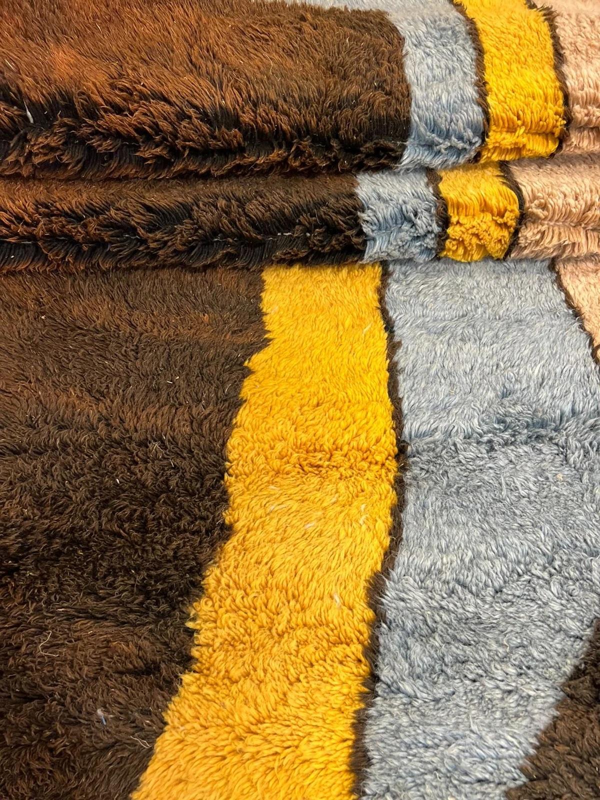 Large Retro Modern Moroccan Wool Beni M'Rirt Rug with Abstract Colorful Design For Sale 1