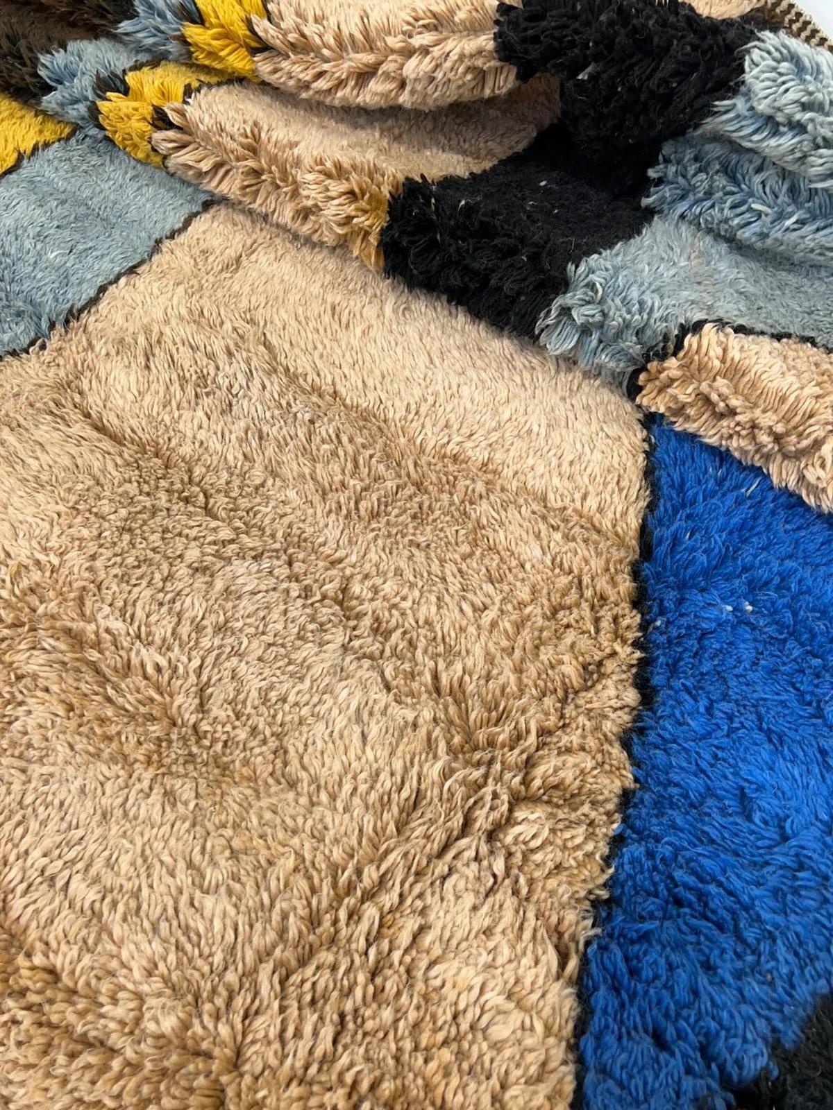 Large Retro Modern Moroccan Wool Beni M'Rirt Rug with Abstract Colorful Design For Sale 2