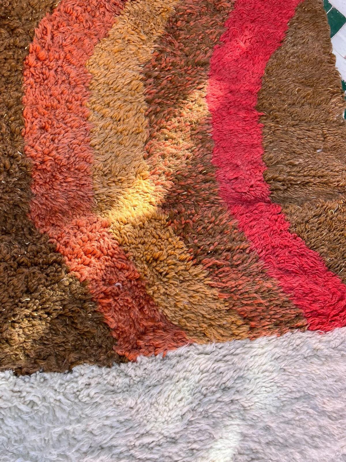 Large Retro Modern Moroccan Wool Beni M'Rirt Rug with Abstract Colorful Design For Sale 2