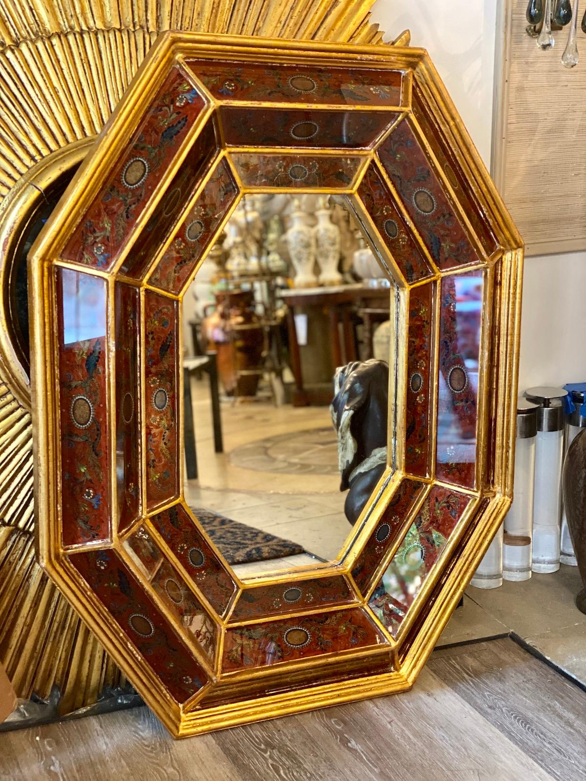 Large Reverse Painted Mirror In Good Condition In New York, NY