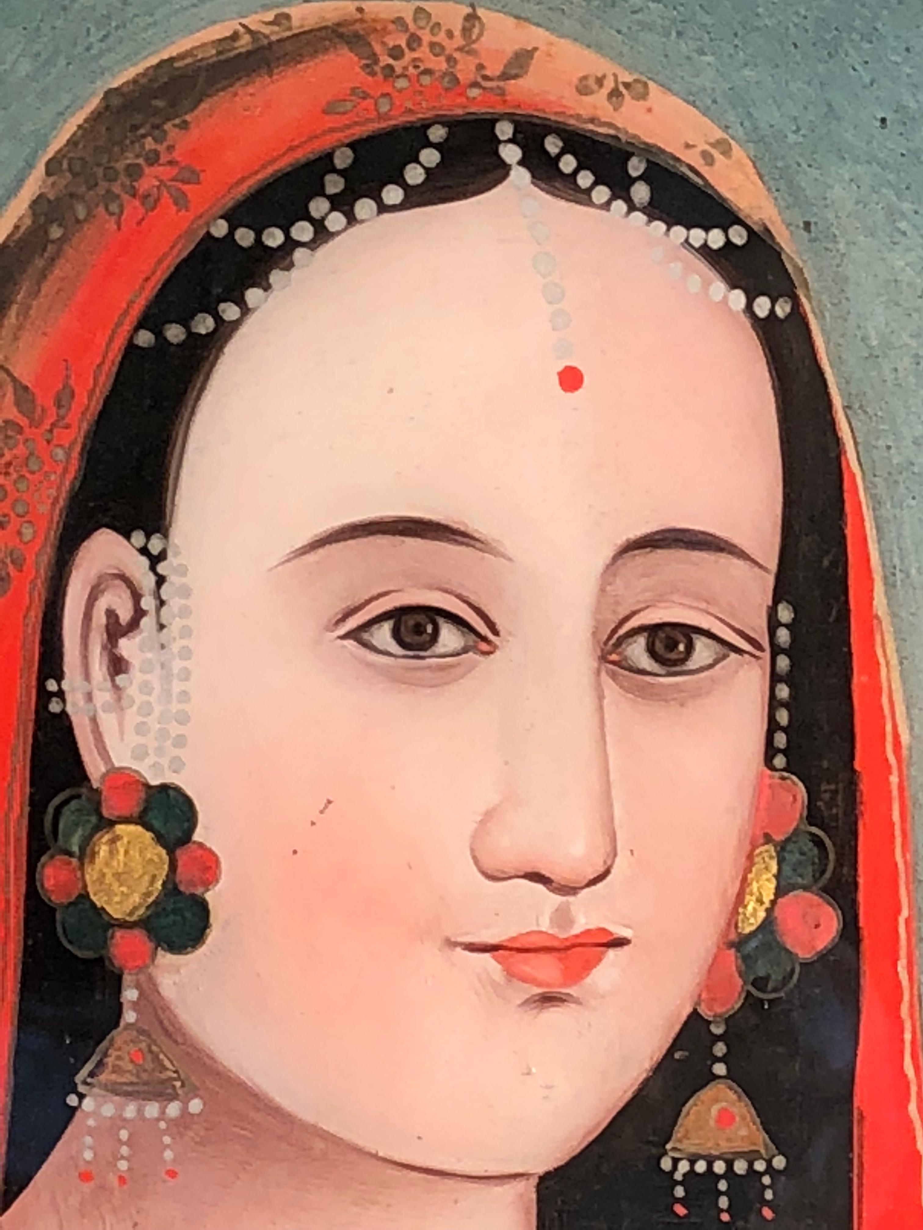 Painted Large Reverse Painting on Glass, India, 19th Century