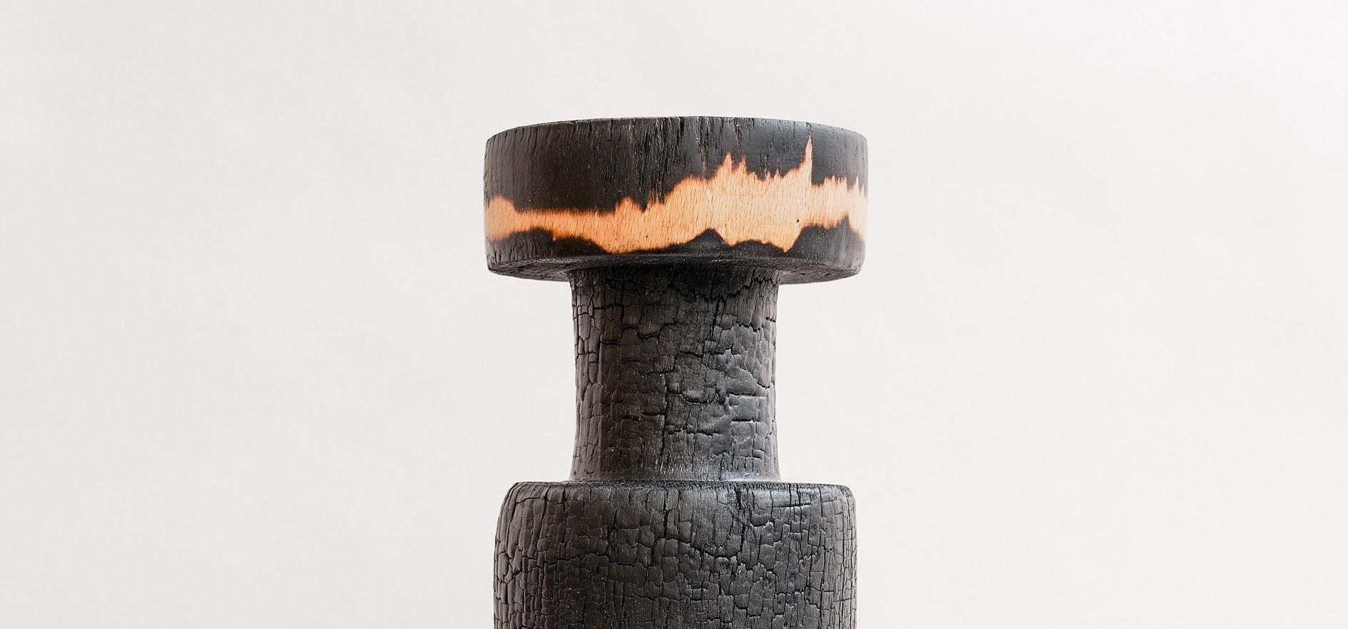 Post-Modern Large Revolved Burnt Beech Vase by Daniel Elkayam For Sale
