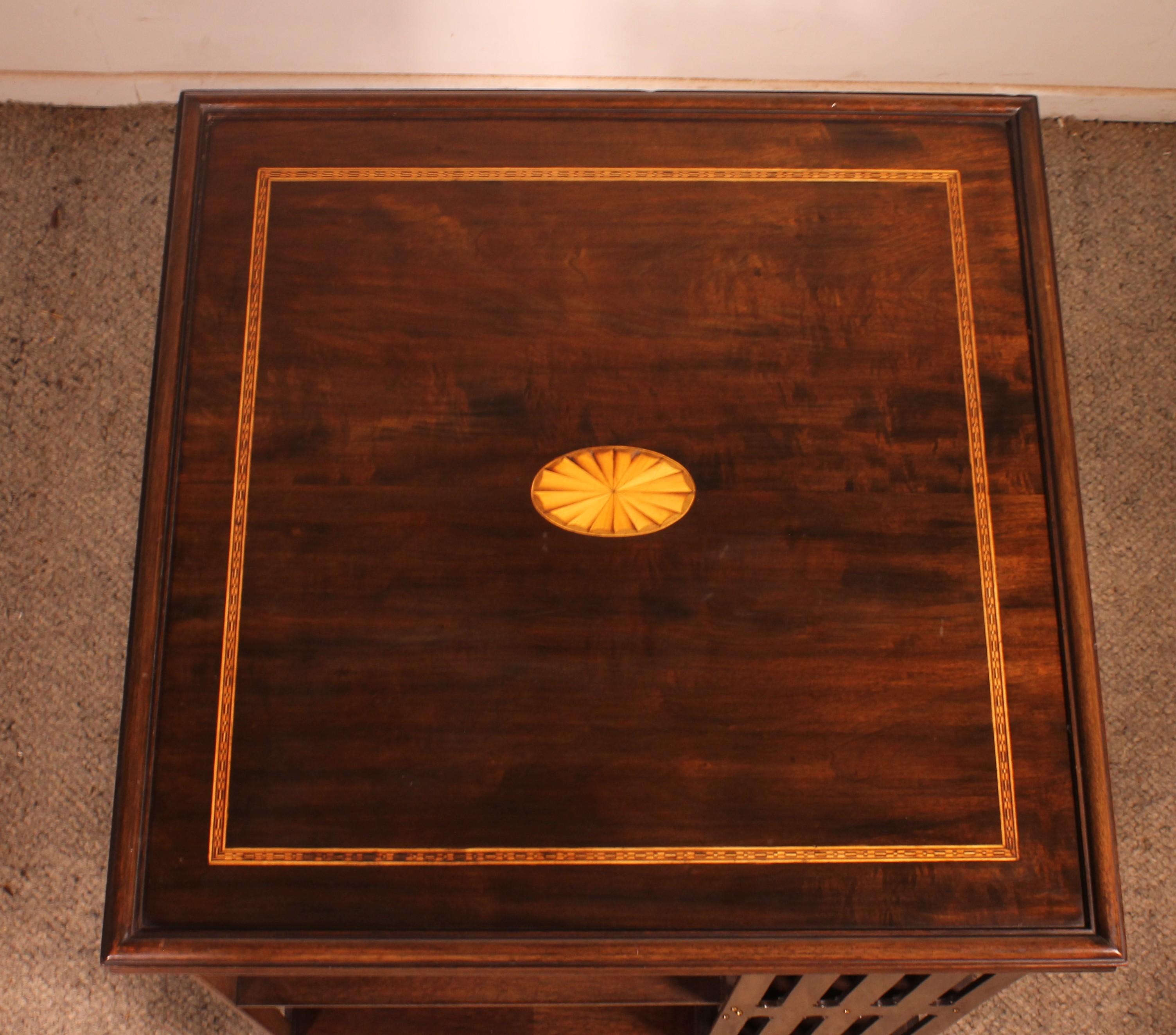 Large Revolving Mahogany Bookcase With Inlays - 19th Century For Sale 2