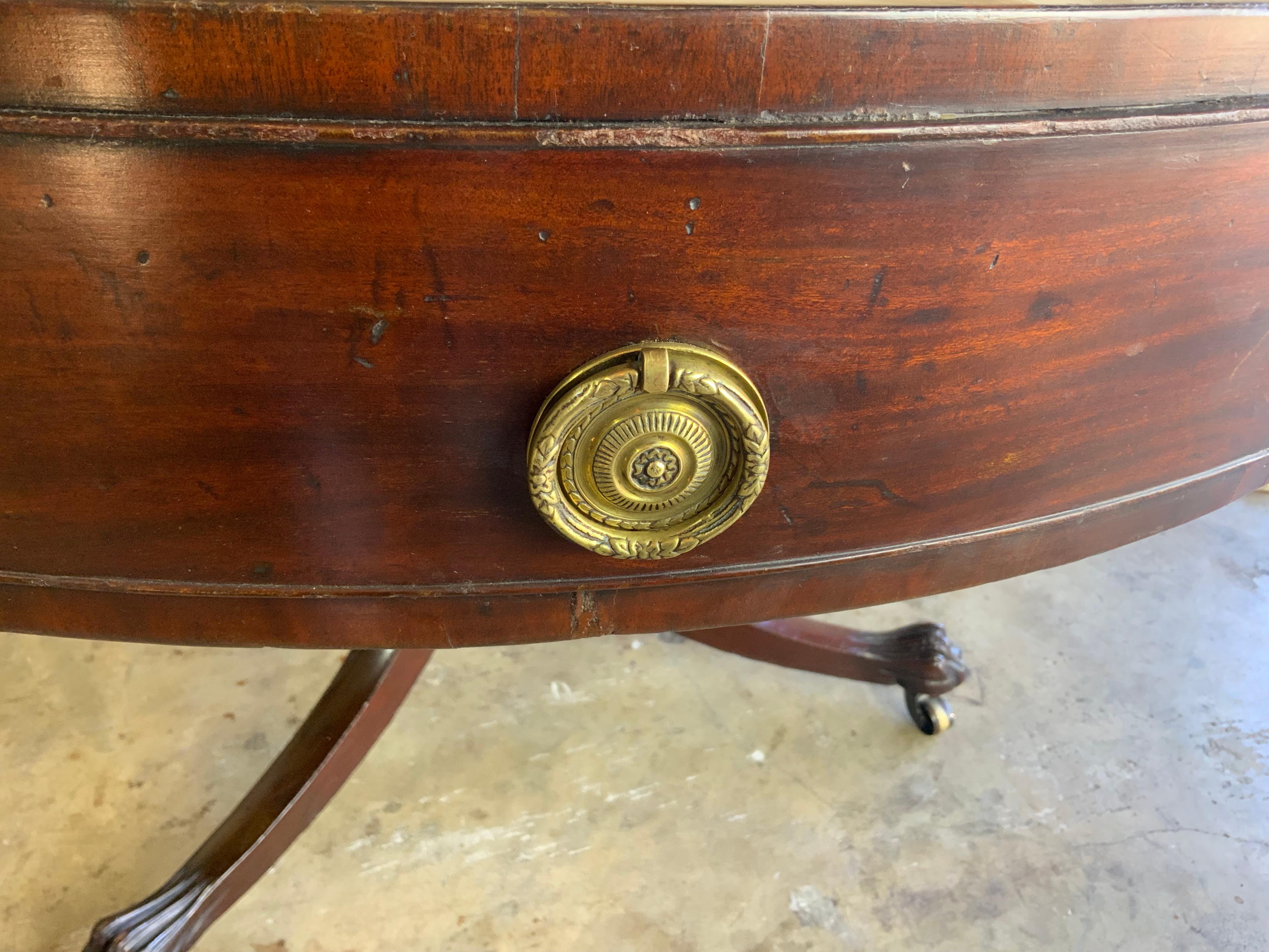 Early Victorian Large 19th Century Revolving Mahogany Drum Table For Sale