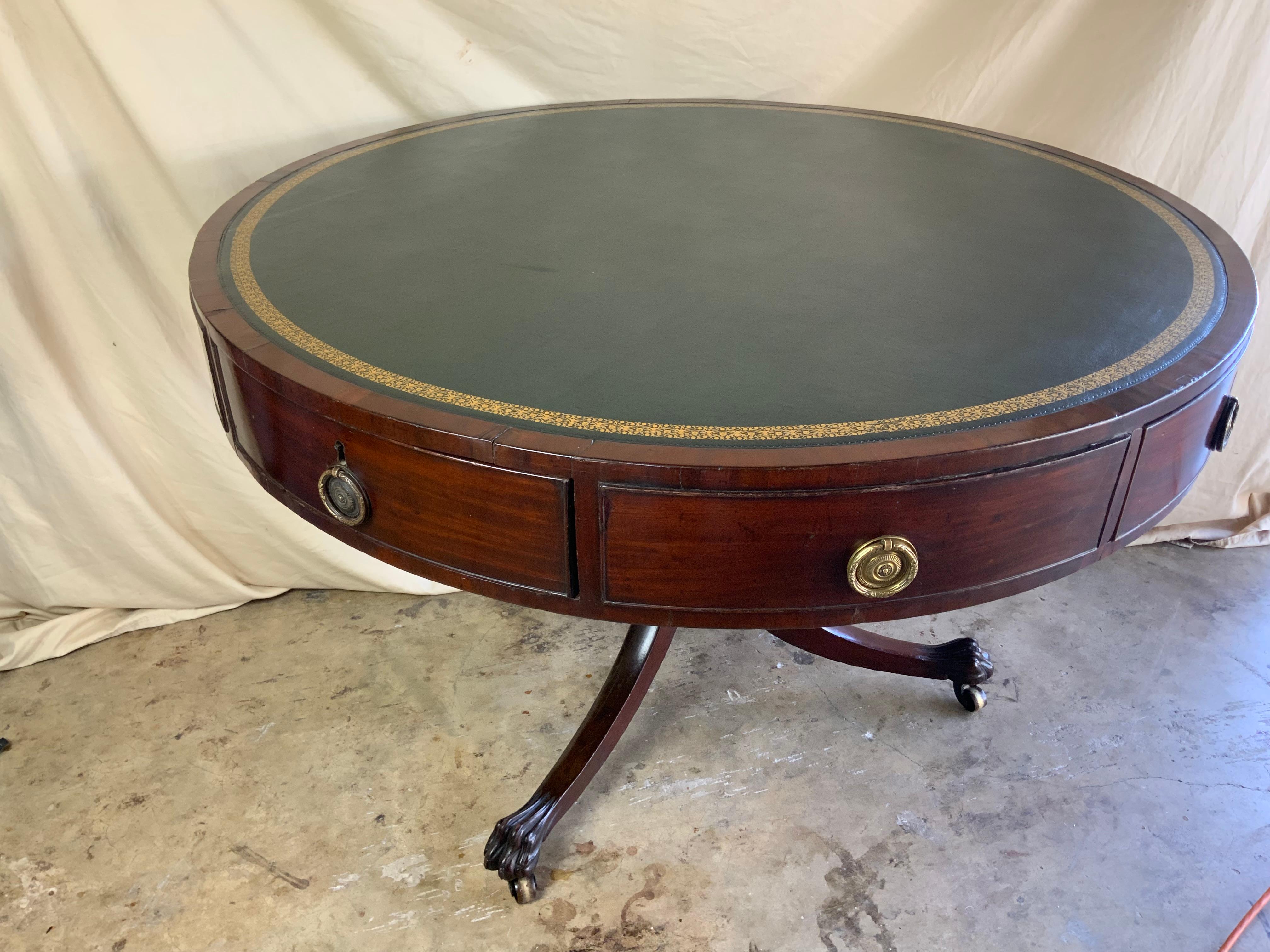 English Large 19th Century Revolving Mahogany Drum Table For Sale