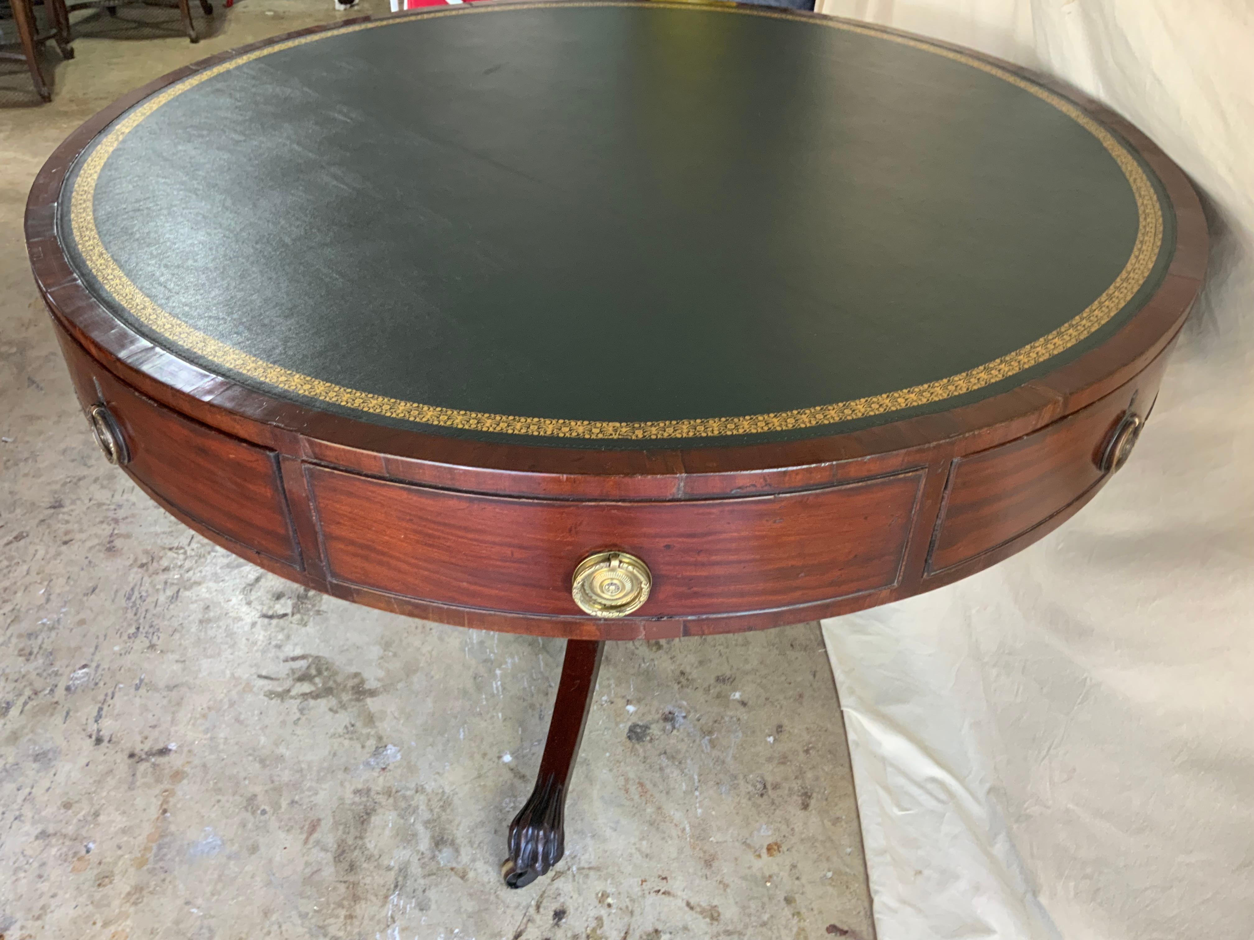 Large 19th Century Revolving Mahogany Drum Table In Good Condition For Sale In Bradenton, FL