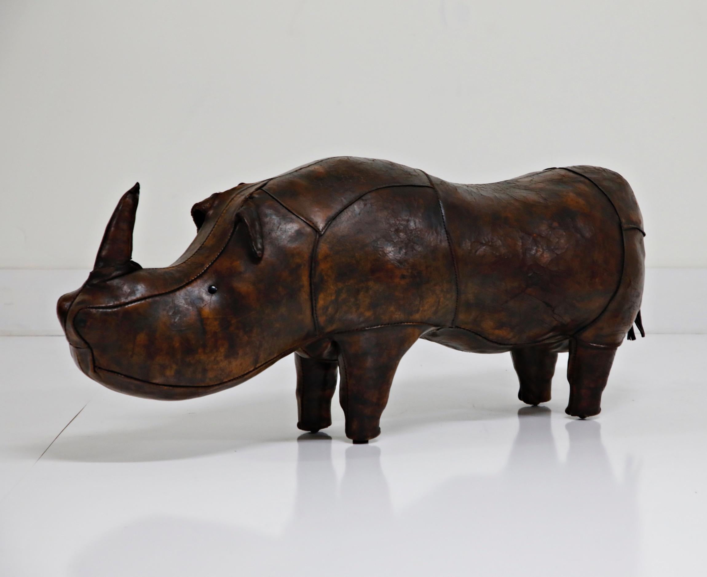 Large Rhinoceros Footstool by Dimitri Omersa for Abercrombie and Fitch, Signed In Good Condition In Los Angeles, CA