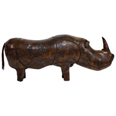 Vintage Large Rhinoceros Footstool by Dimitri Omersa for Abercrombie and Fitch, Signed