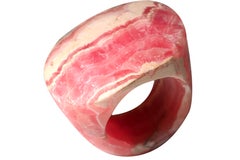 Large Rhodochrosite Solid Ring Patterned Pink Argentinian Healing jewelry