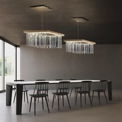 Lámpara de araña grande de cristal transparente con forma de rombo