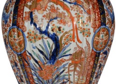 Large Ribbed 19th Century Japanese Imari Antique Table Lamp
