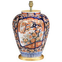Ribbed 19th Century Japanese Imari Antique Table Lamp