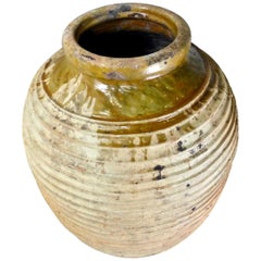 Antique Large Ribbed Greek Terracotta Olive Jar, Garden Urn, circa 1840