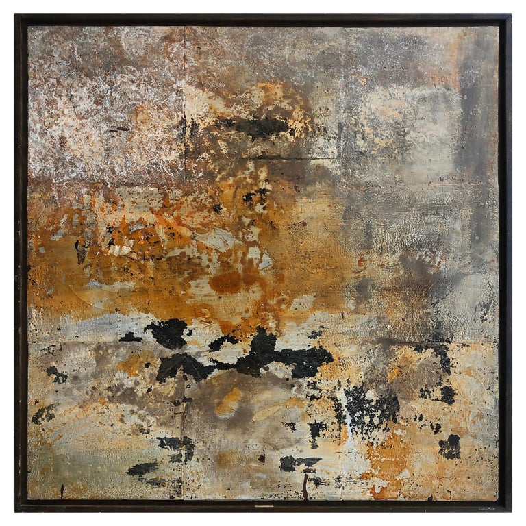 Large Ricardo Benaim Abstract Painting, Canvas on Wood, Vintage For