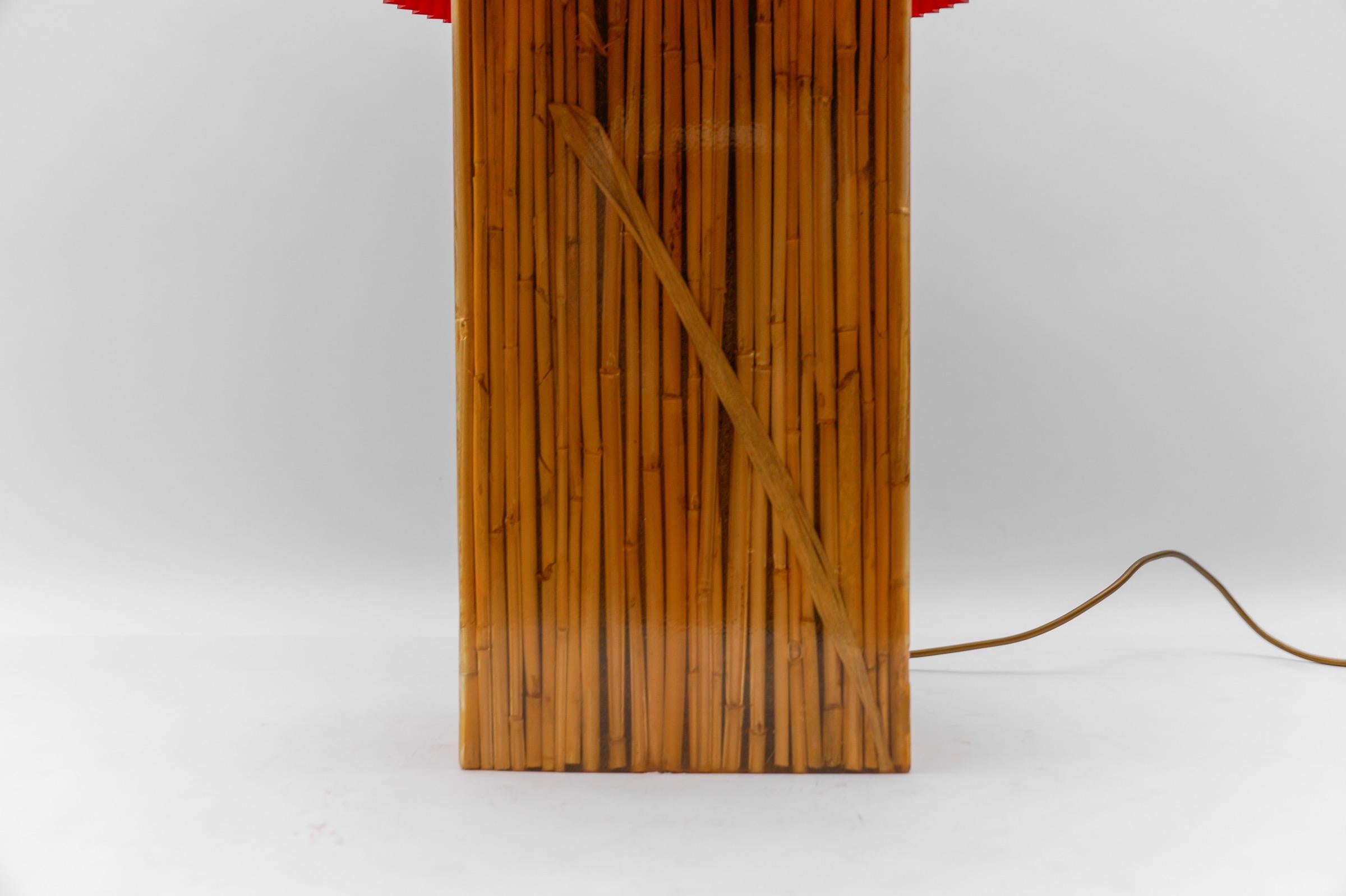 Large Riccardo Marzi Bamboo Resin Table Lamp, 1970s Italy For Sale 4