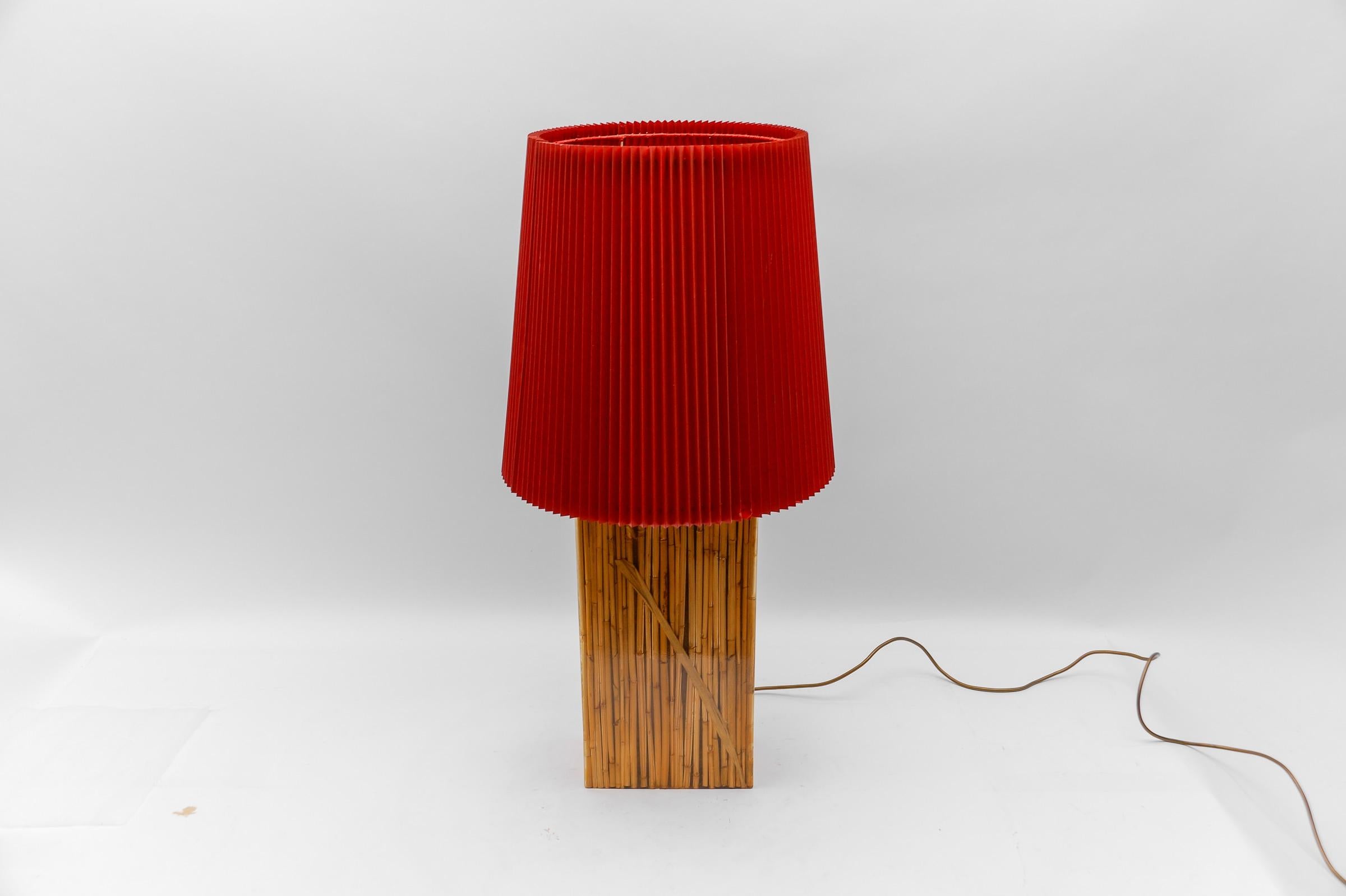 Mid-Century Modern Grande lampe de bureau Riccardo Marzi en résine de bambou, 1970, Italie en vente