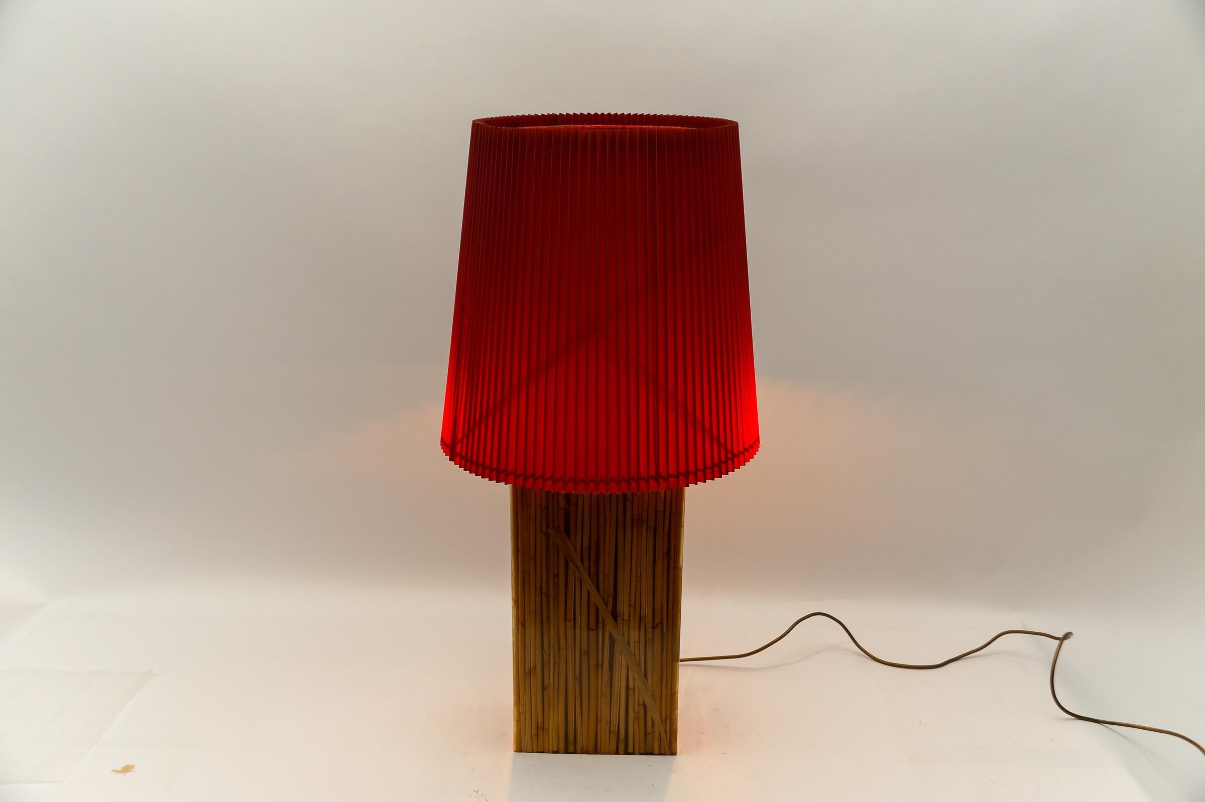 Mid-Century Modern Large Riccardo Marzi Bamboo Resin Table Lamp, 1970s Italy For Sale