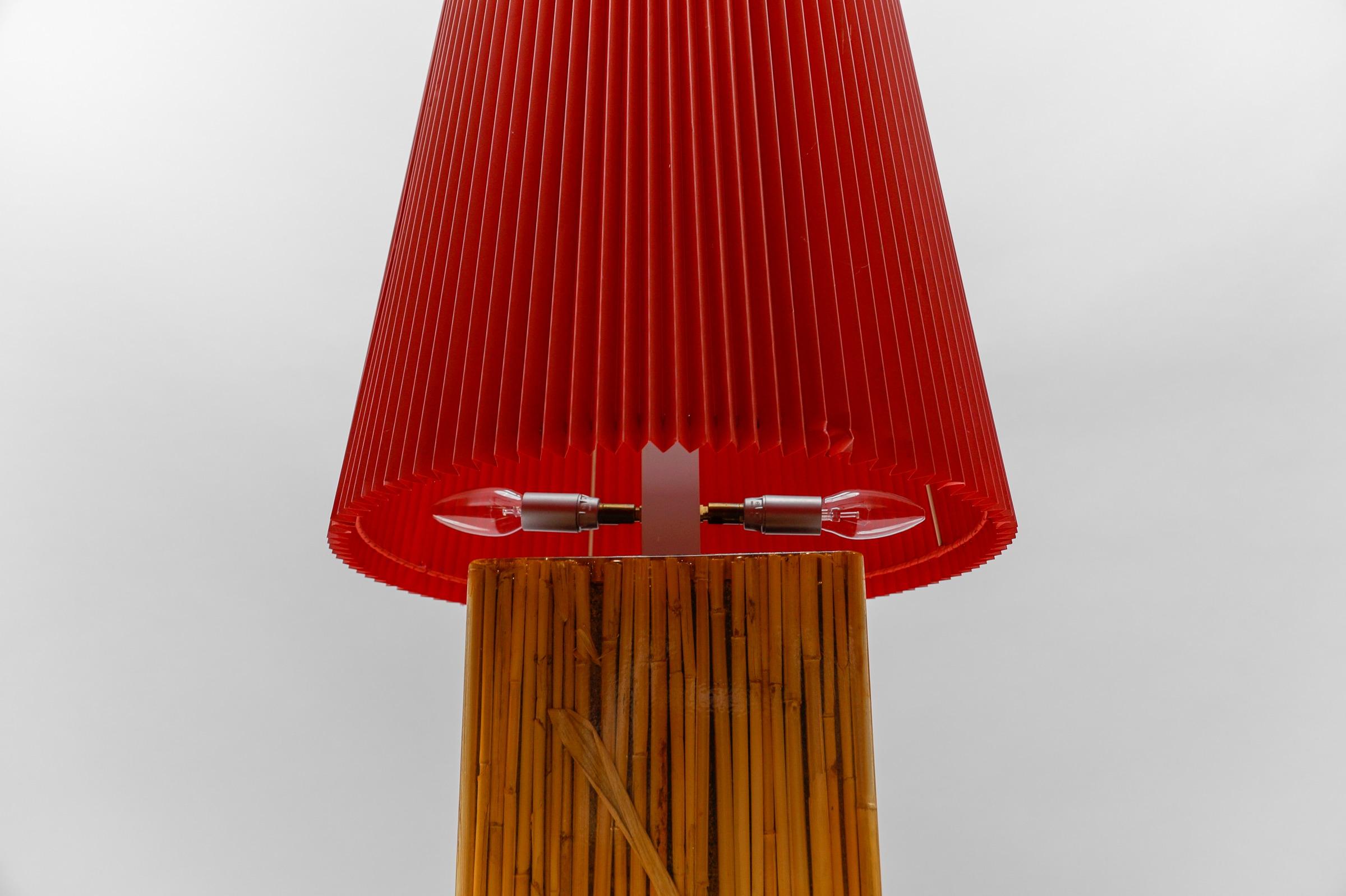 Fin du 20e siècle Grande lampe de bureau Riccardo Marzi en résine de bambou, 1970, Italie en vente