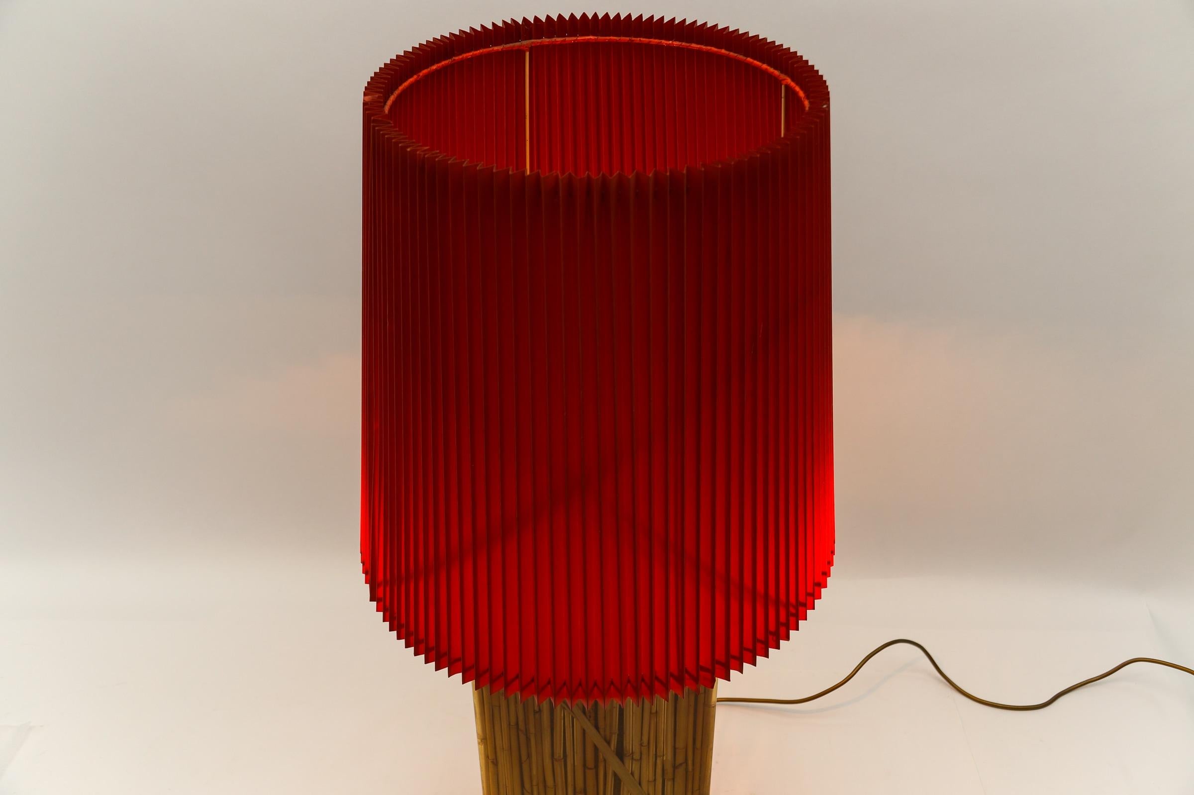 Large Riccardo Marzi Bamboo Resin Table Lamp, 1970s Italy For Sale 1