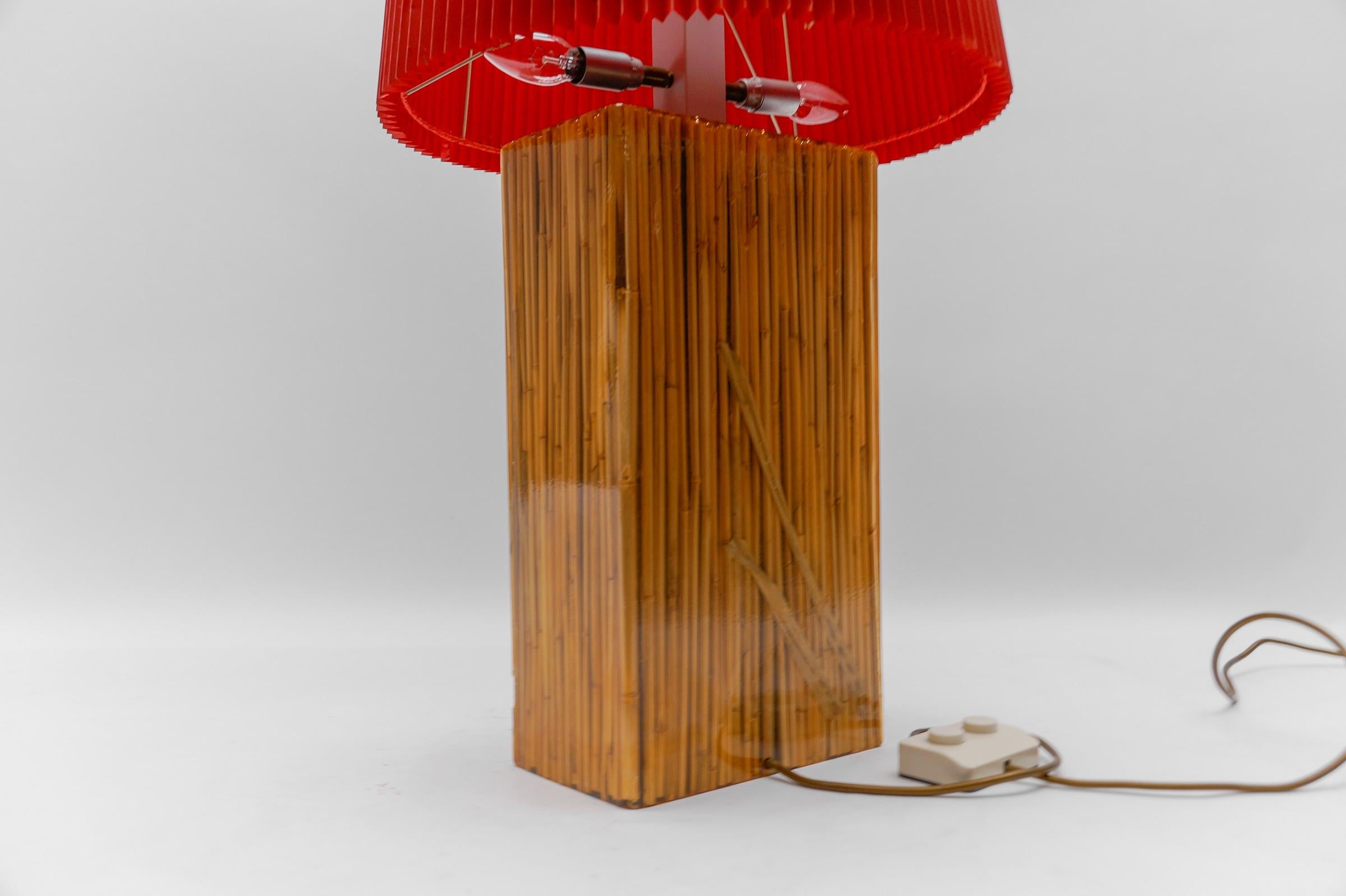 Large Riccardo Marzi Bamboo Resin Table Lamp, 1970s Italy For Sale 3