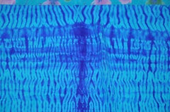 Large Rich Turquoise Hand-Dyed & Floral Silk Crepe Di Chine & Silk Scarf