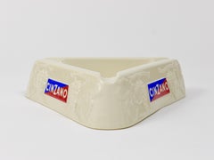 Large Richard Ginori Cinzano Porcelaine Midcentury Relief Ashtray, Italy, 1950s