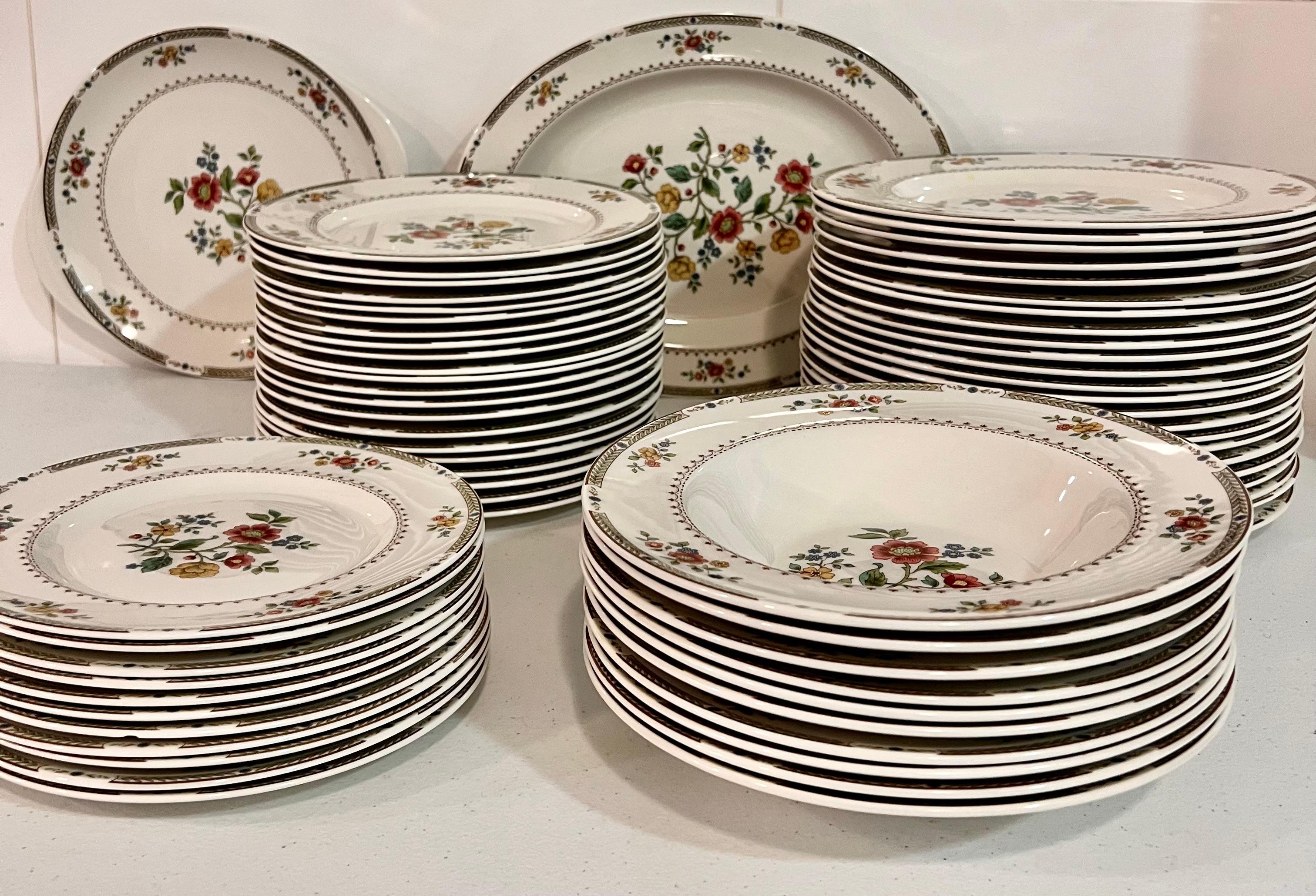 Large Rim soup bowl replacement Flatware & Dinnerware Minton Persian Rose by Royal Doulton.

Measures: Width: 9 1/8 in
Crafted In England
Hand Wash

Request info for flatware and diner ware 
we sell them individually or in sets
We have a