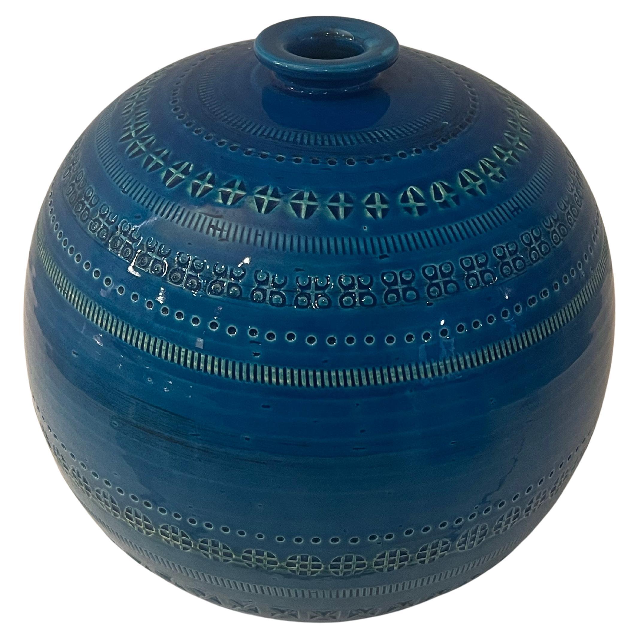 Mid-Century moderno Vaso grande Rimini Blu Aldo Londi per Bitossi in vendita