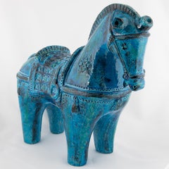 Large "Rimini Blu" Ceramic Horse by Aldo