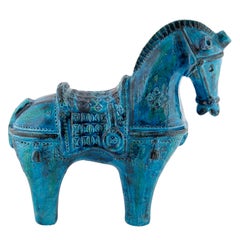 Large "Rimini Blu" Ceramic Horse by Aldo