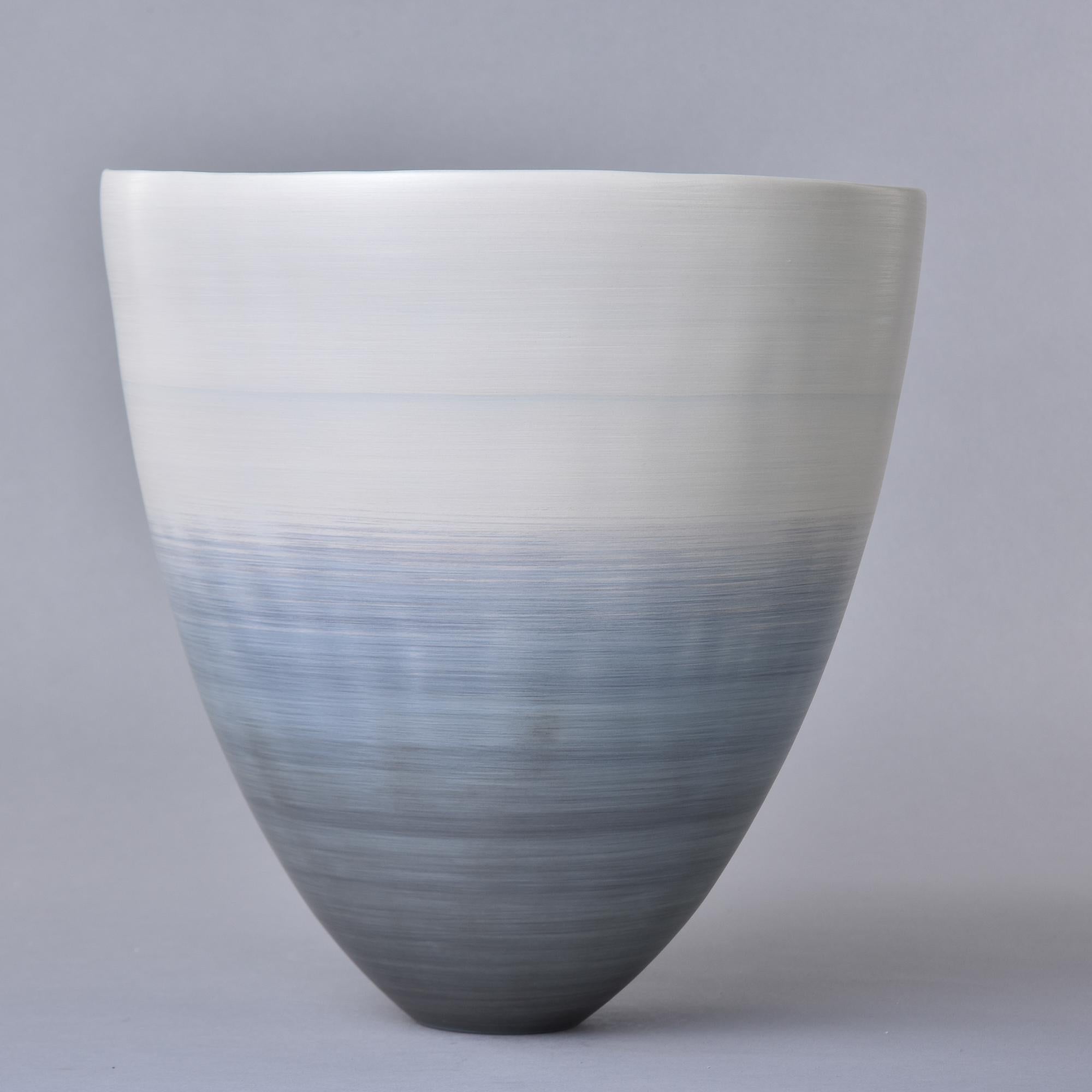 Mid-Century Modern Large Rina Menardi Cup Vase in Shaded Water Glaze