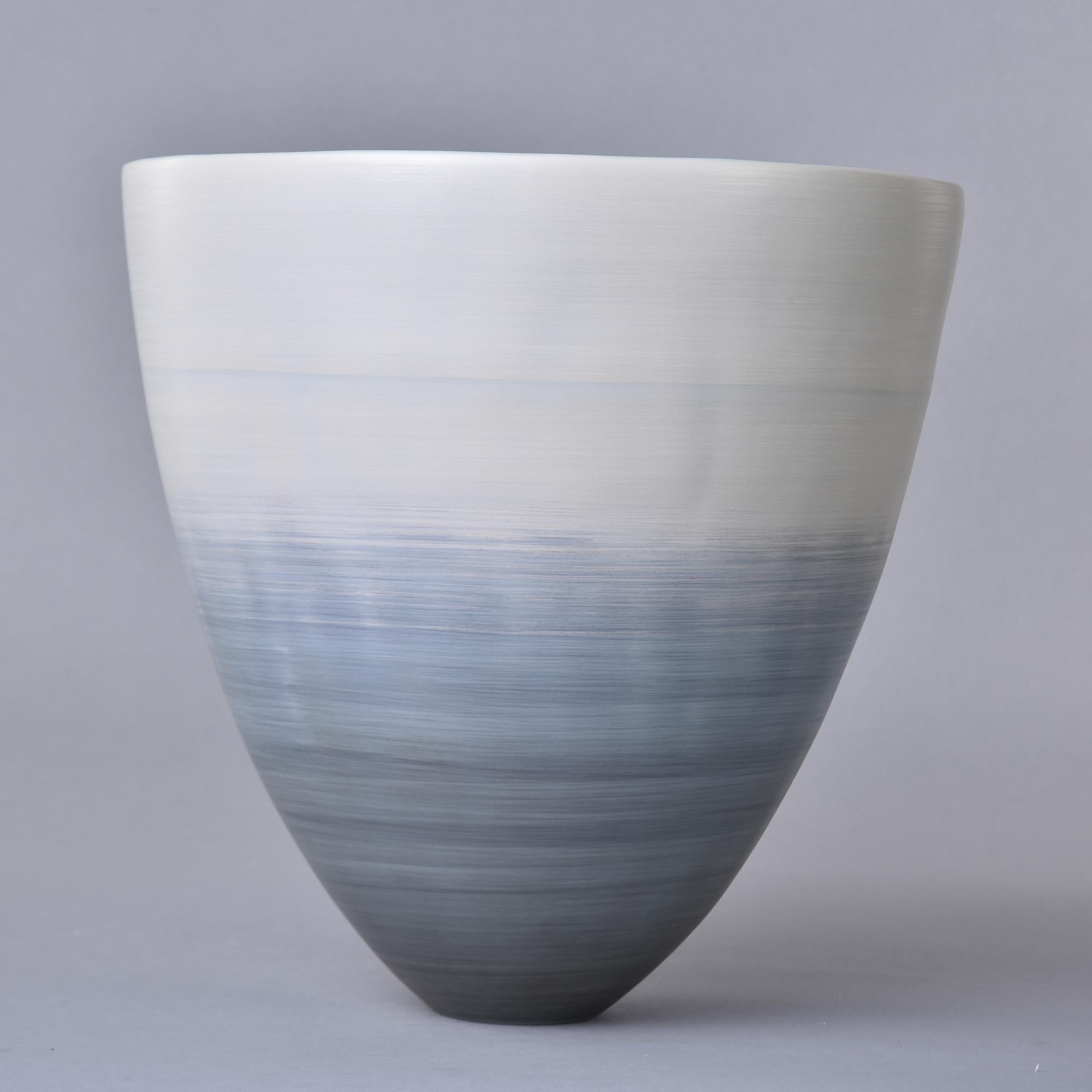 Italian Large Rina Menardi Cup Vase in Shaded Water Glaze