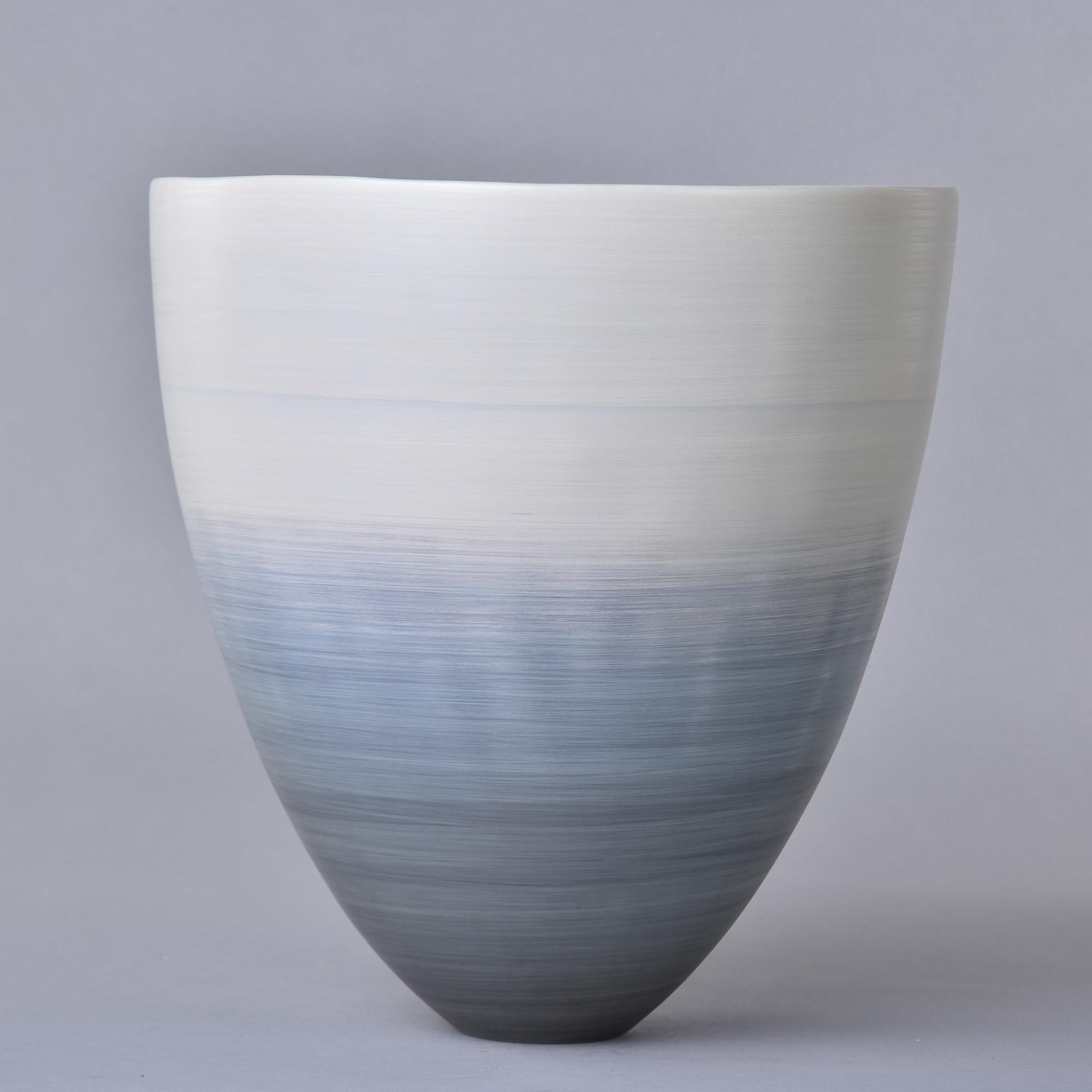 Glazed Large Rina Menardi Cup Vase in Shaded Water Glaze