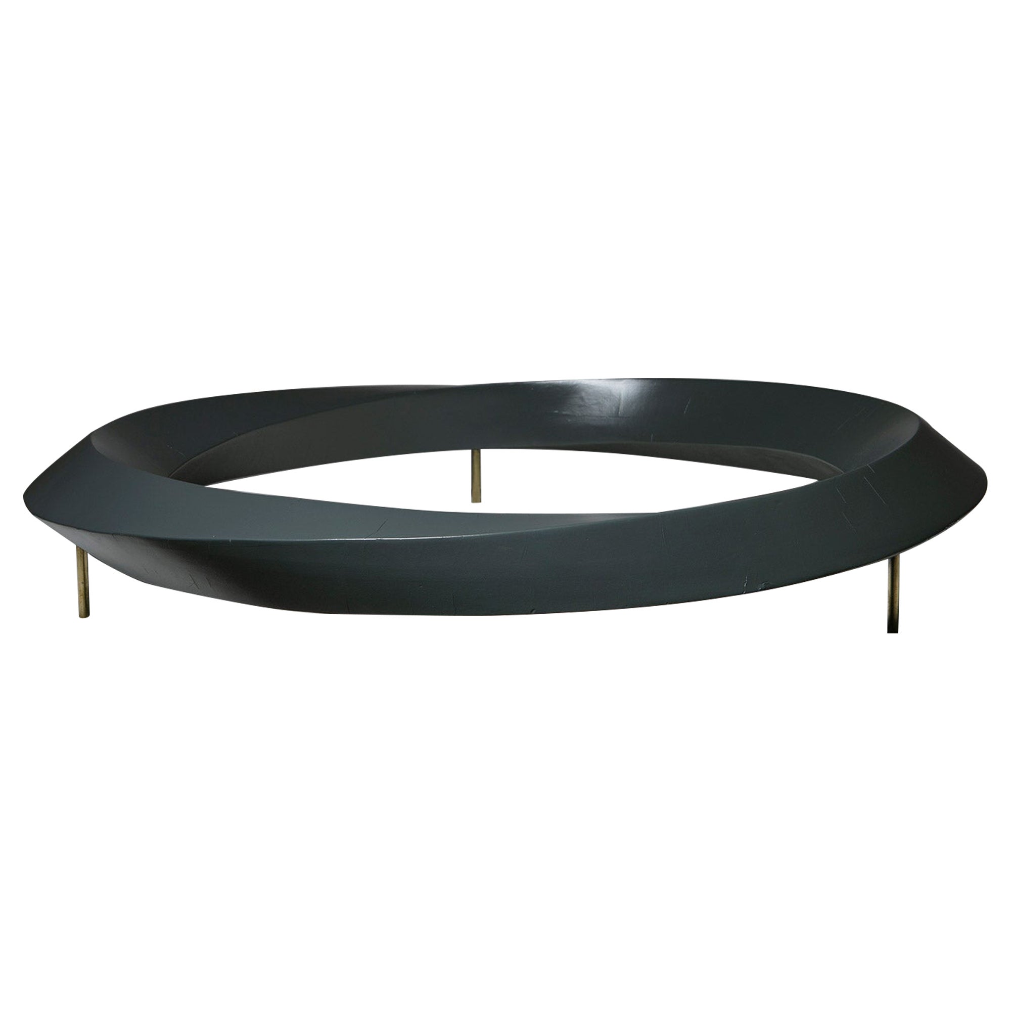 Large "Ring" Abstract Wood and Brass Sculpture, Italy, 1960s
