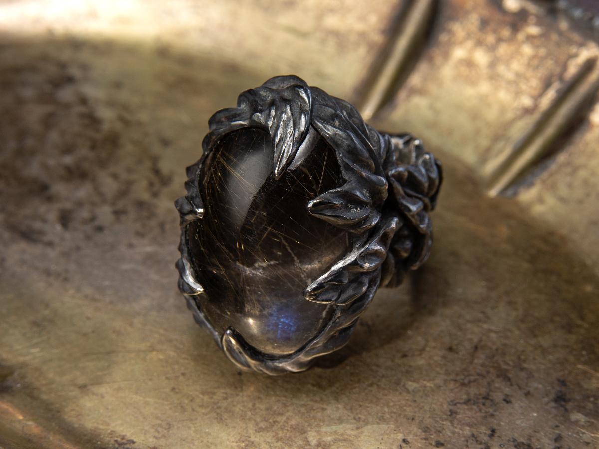 Großer Ring Doublet Rutil Quarz Labradorit Sonderanfertigung für besondere Personen im Angebot 5