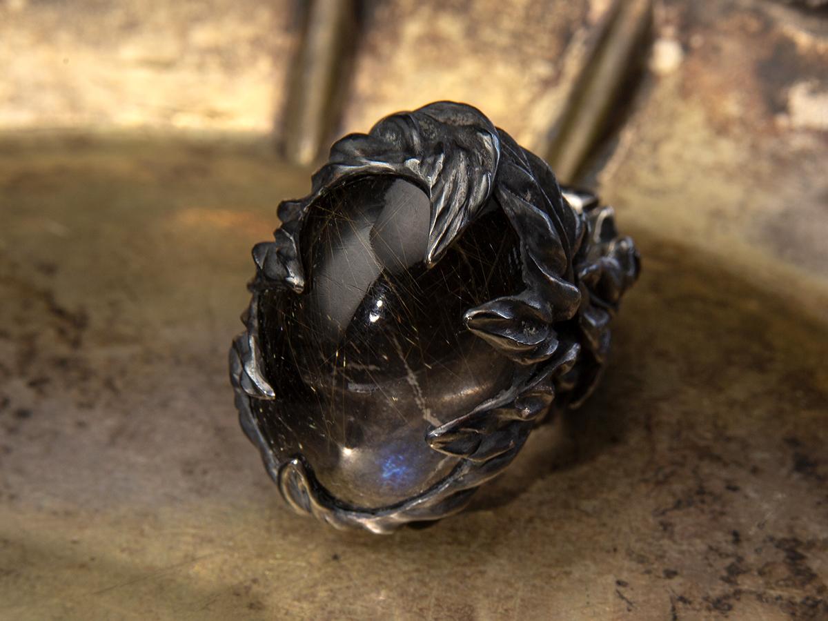 Großer Ring Doublet Rutil Quarz Labradorit Sonderanfertigung für besondere Personen im Angebot 11