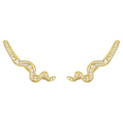 Orecchini in oro 14k + diamante etico AMANDA PEARL Large Ripple Climber