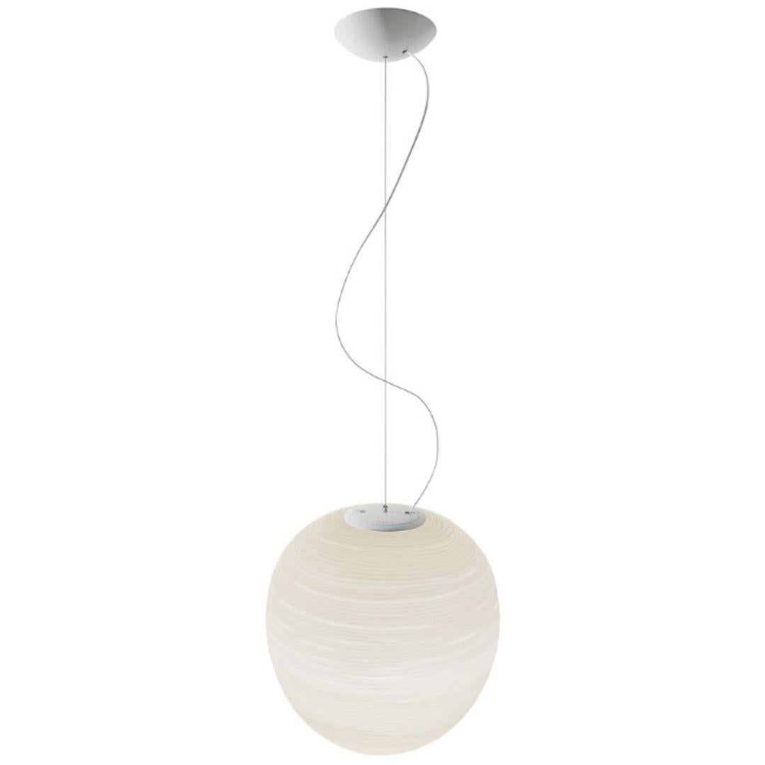 Engraved Large ‘Rituals Xl’ Blown Opaline Glass Suspension Lamp in White for Foscarini For Sale