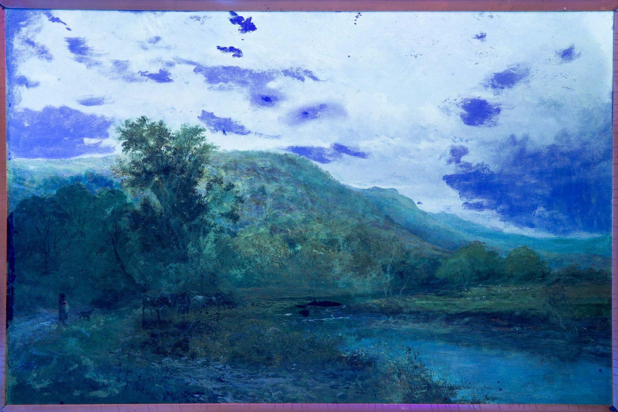 Grande peinture de paysage fluvial d'Alfred Augustus Glendening (1884) en vente 4