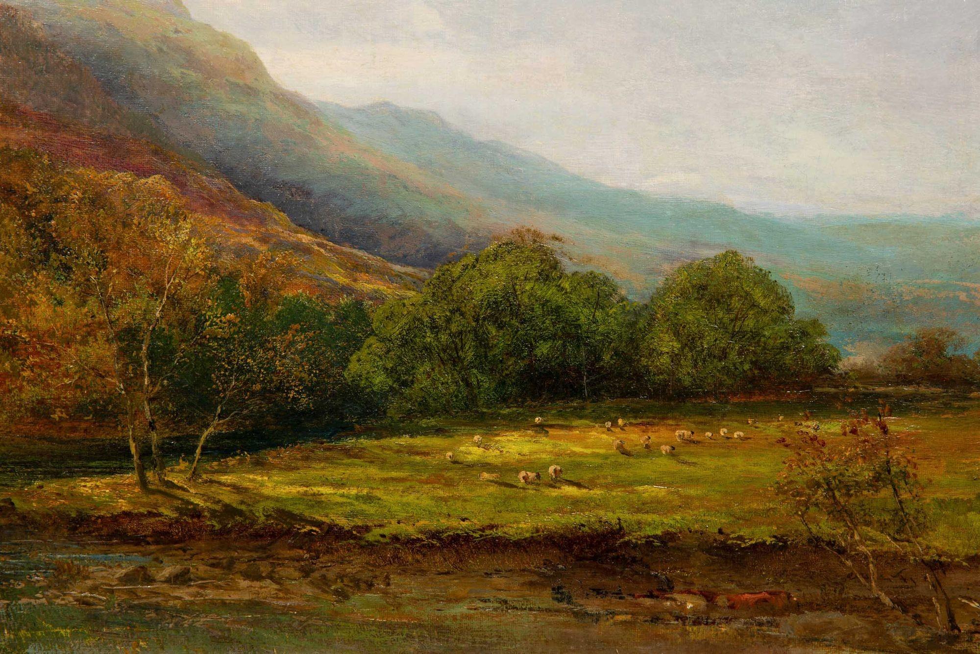 Grande peinture de paysage fluvial d'Alfred Augustus Glendening (1884) en vente 8