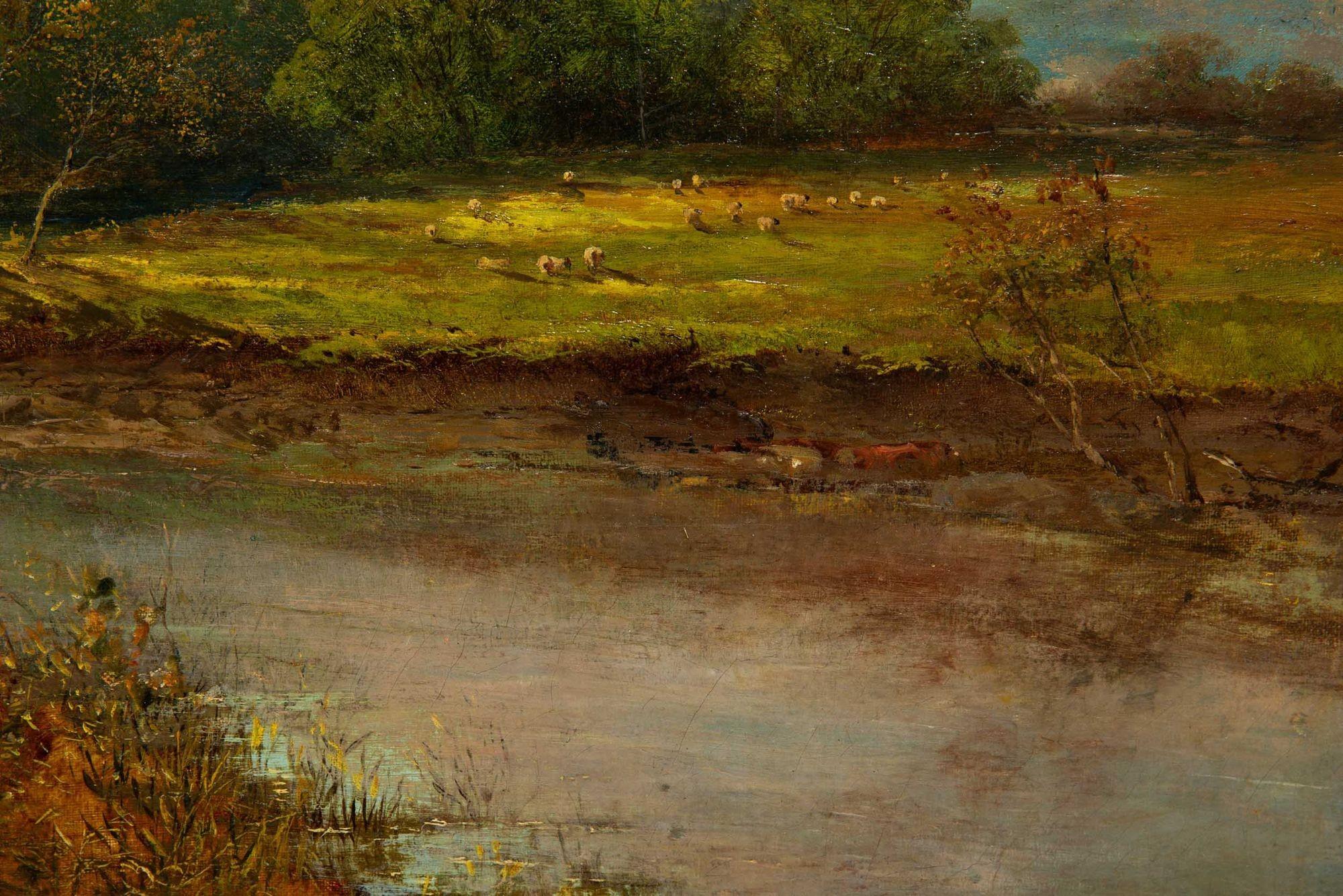 Grande peinture de paysage fluvial d'Alfred Augustus Glendening (1884) en vente 9